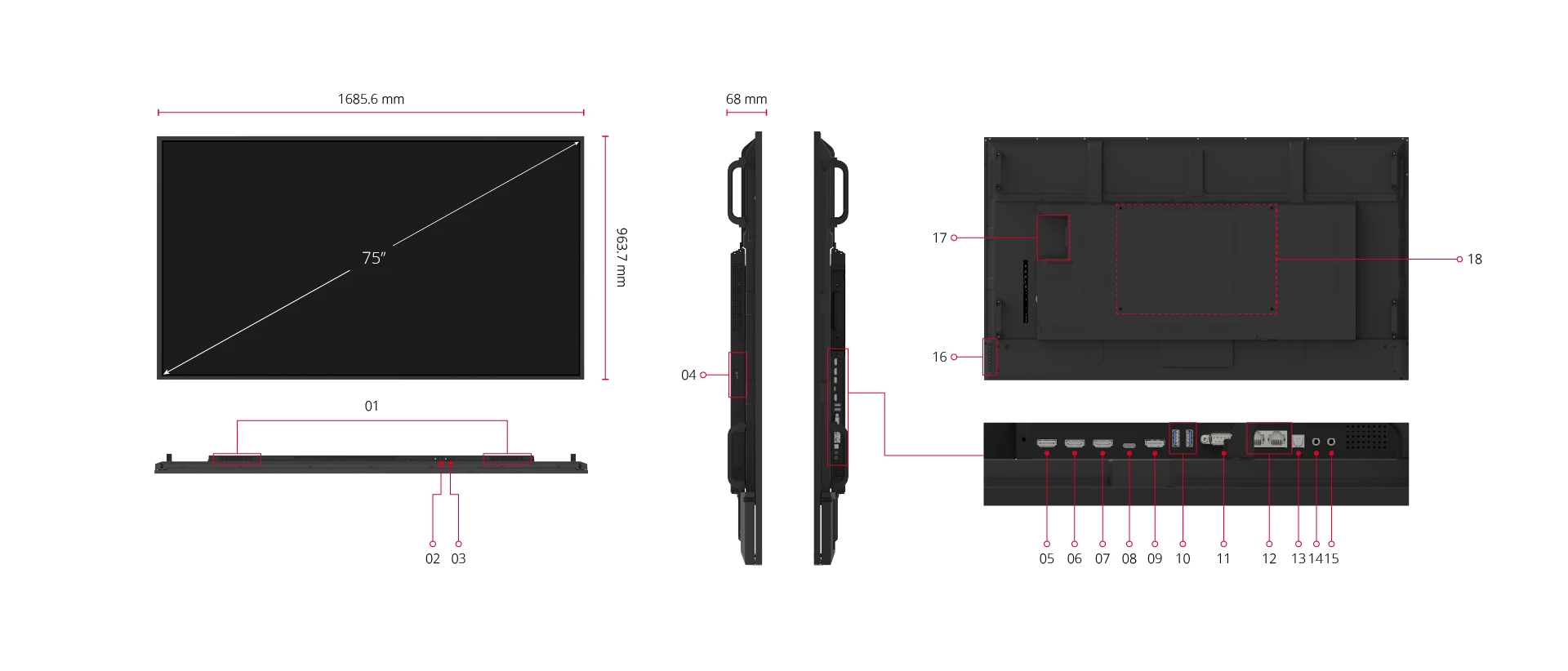 ViewSonic CDE7531 – Màn hình hiển thị 75 inch 4K UHD, Android 14, 24/7