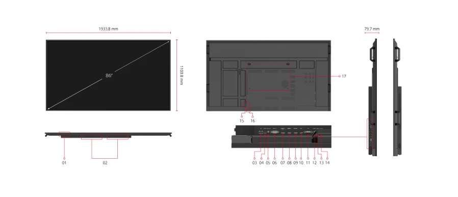 Màn hình Thương mại ViewSonic CDE86G3-1C – 86 inch 4K, Bền bỉ, An toàn, Kết nối linh hoạt