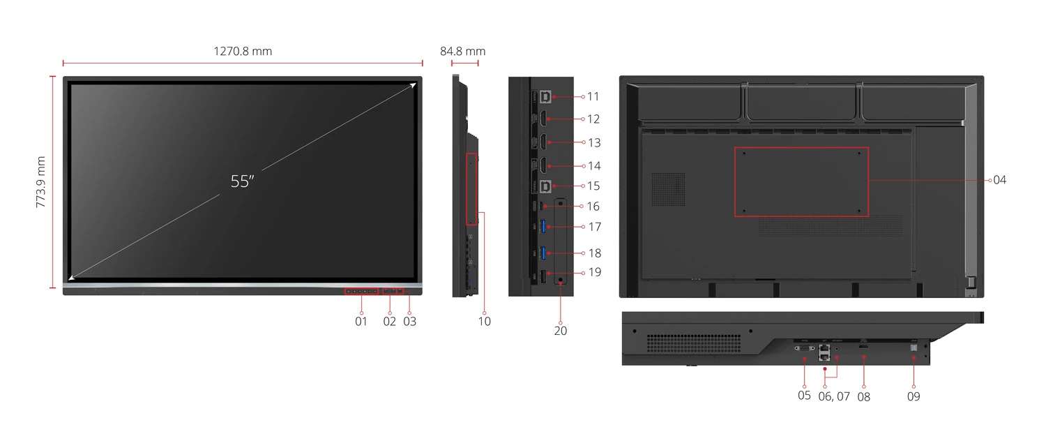Màn Hình Tương Tác ViewSonic ViewBoard 5550-5F – 55 inch 4K, Ultra Fine Touch 40 Điểm, USB-C, Whiteboard, Android 11 Nâng Cấp