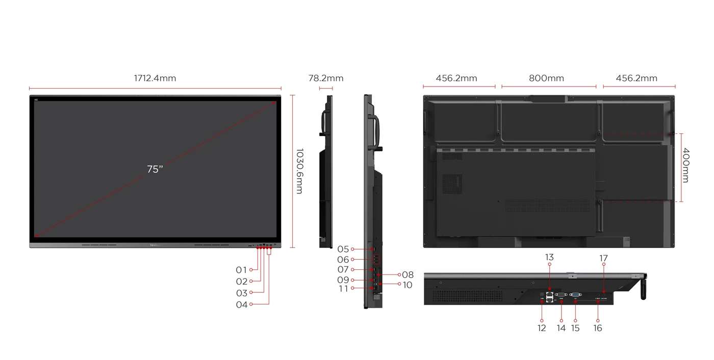 Màn Hình Tương Tác ViewSonic ViewBoard 7562 – 75” 4K UHD, UFT+, USB-C 65W