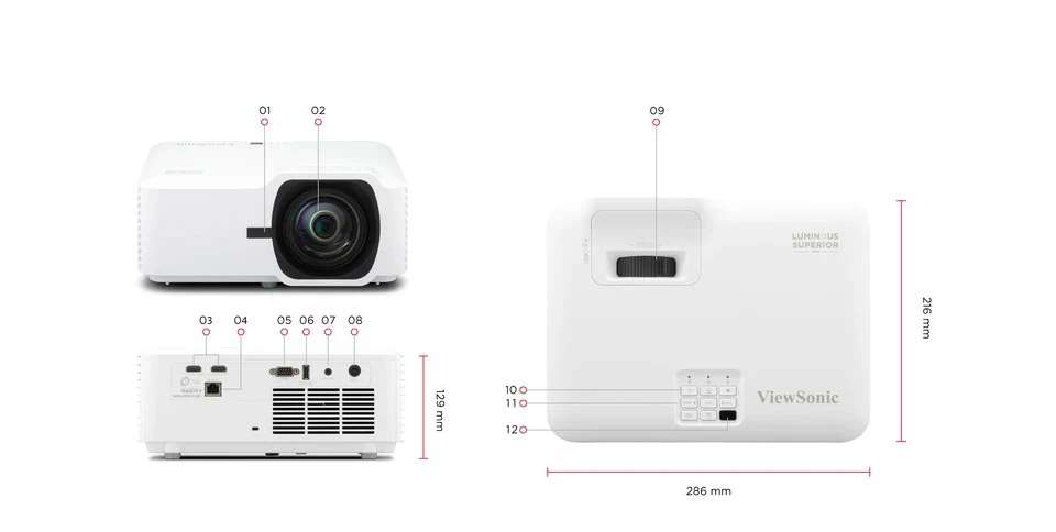 Máy chiếu laser tầm ngắn ViewSonic LSD400HD-ST–4.000 ANSI Lumens, Full HD 1080p