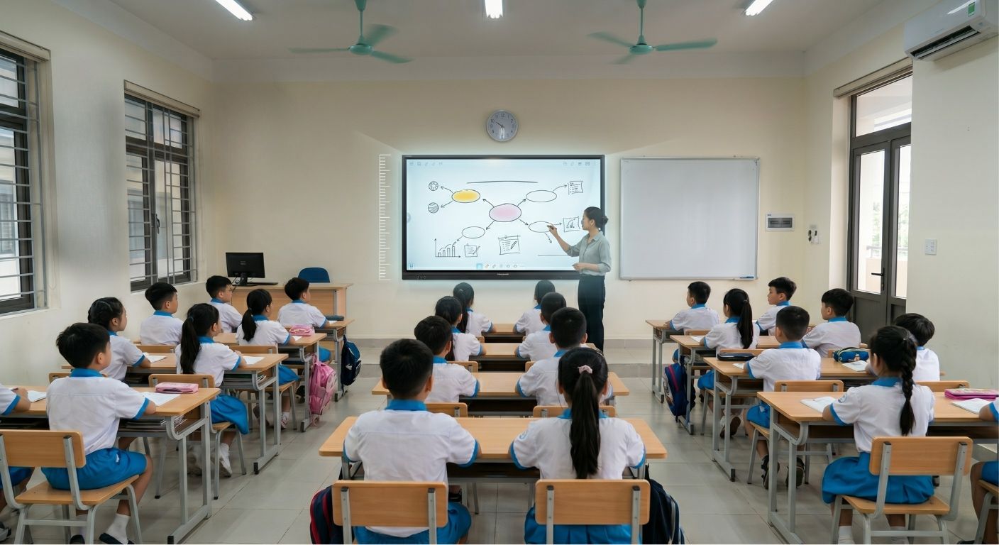 Kích thước màn hình tương tác phù hợp cho trường học